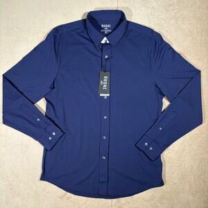 Rhone Commuter Shirt - Slim Fit Italian Fabric Long Sleeve Mens Medium Navy